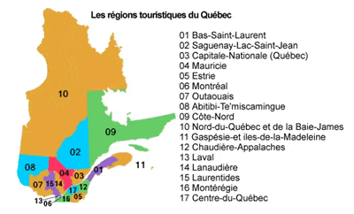 Les 17 régions du Québec